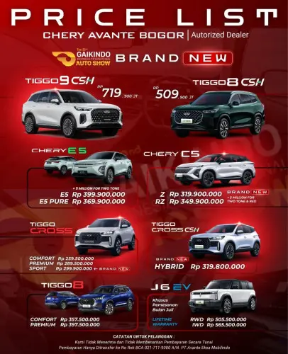 Pricelist Harga Chery majalengka 2025
